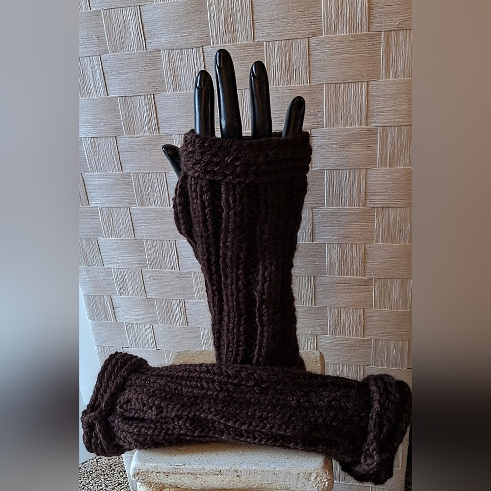 NWT Luxury Cashmere Blend Artisanal Fingerless Mittens - Picture 4 of 6